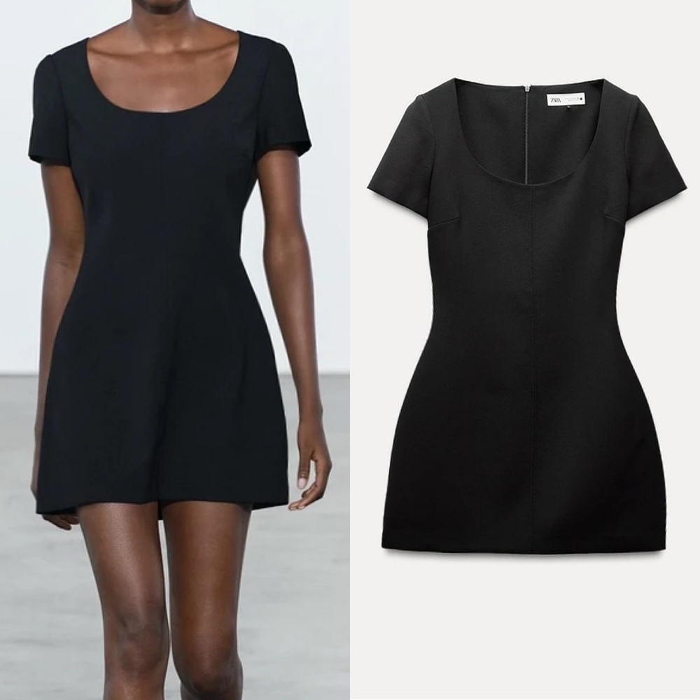 Zara Black Mini Dress with Short Sleeves